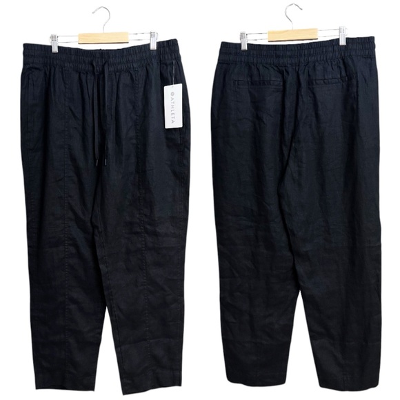 NWT Athleta Retreat Linen Long Sleeve Top Ankle Pants Two Piece Set Black - Picture 4 of 10